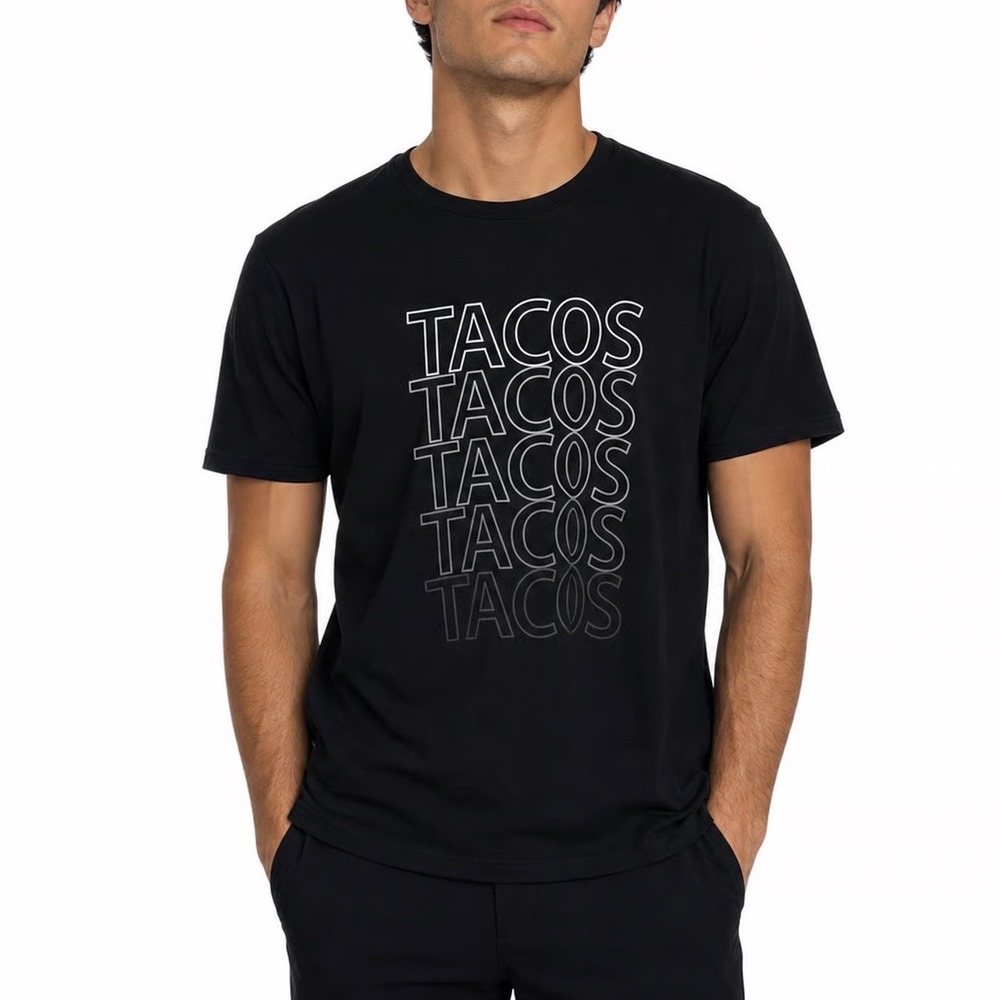 Chaser T-Shirt Mens L Tacos Graphic Black Short Sleeve Excellent